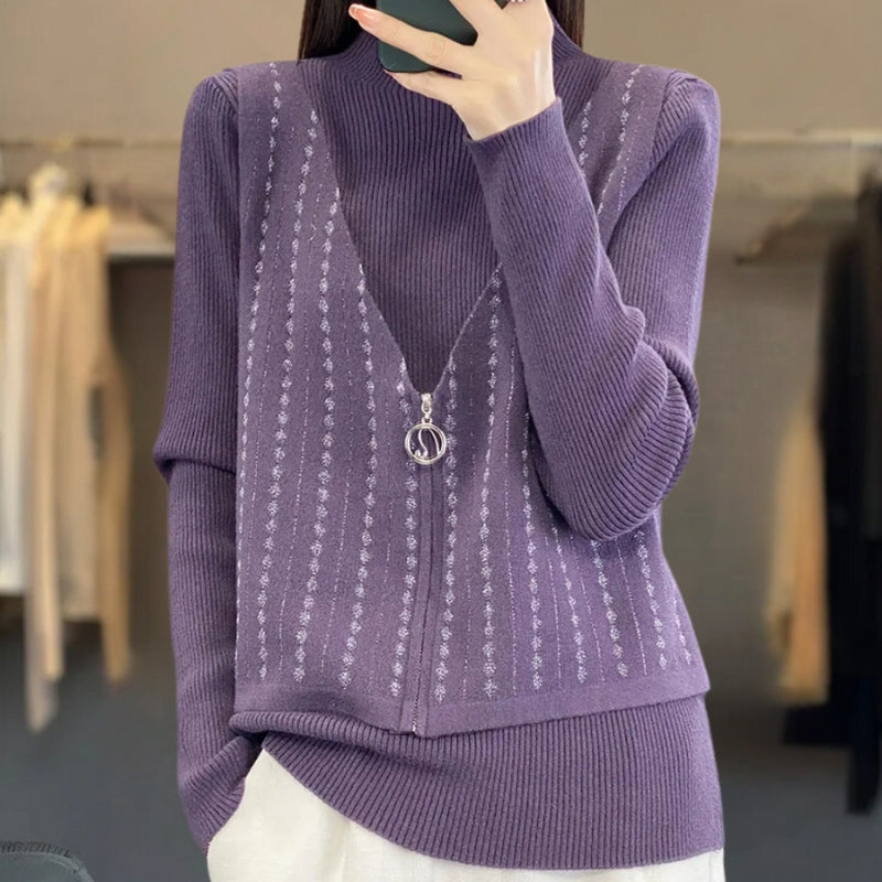 Nova – Maglione con cerniera a maniche lunghe e scollo rotondo