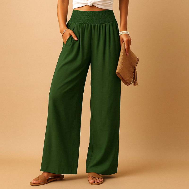 Pantalon large pour femme avec taille élastique