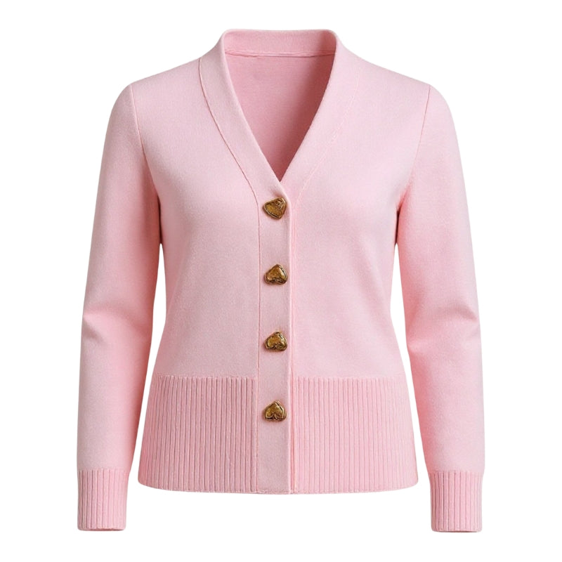 Riley – Cardigan à col en V avec détails de boutons décoratifs