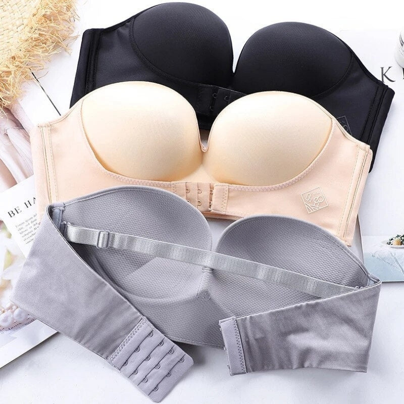 Jillian - Top con Scollo a V Profondo e Fibbia Regolabile Davanti e Dietro | Chiusura per Vestibilità Personalizzata | Taglie 32–40 | Colori: Grigio, Beige, Nero