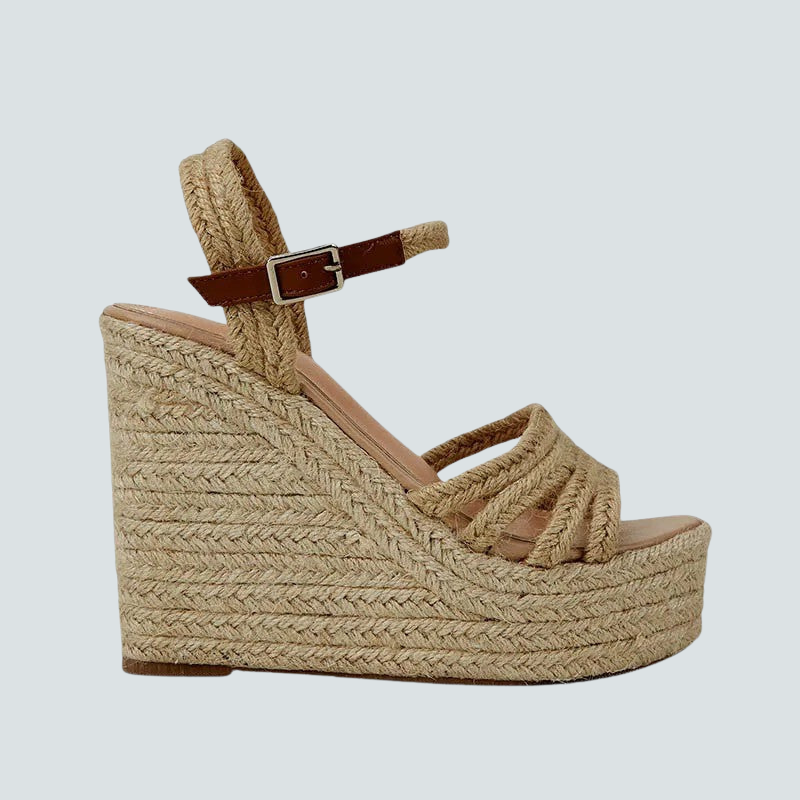 Sandali con zeppa da donna e cinturino con fibbia