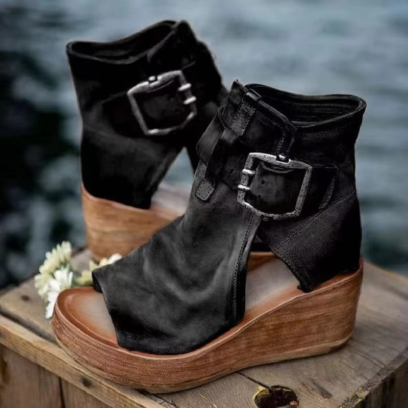 Sandales à talons épais pour femmes avec brides réglables à boucle
