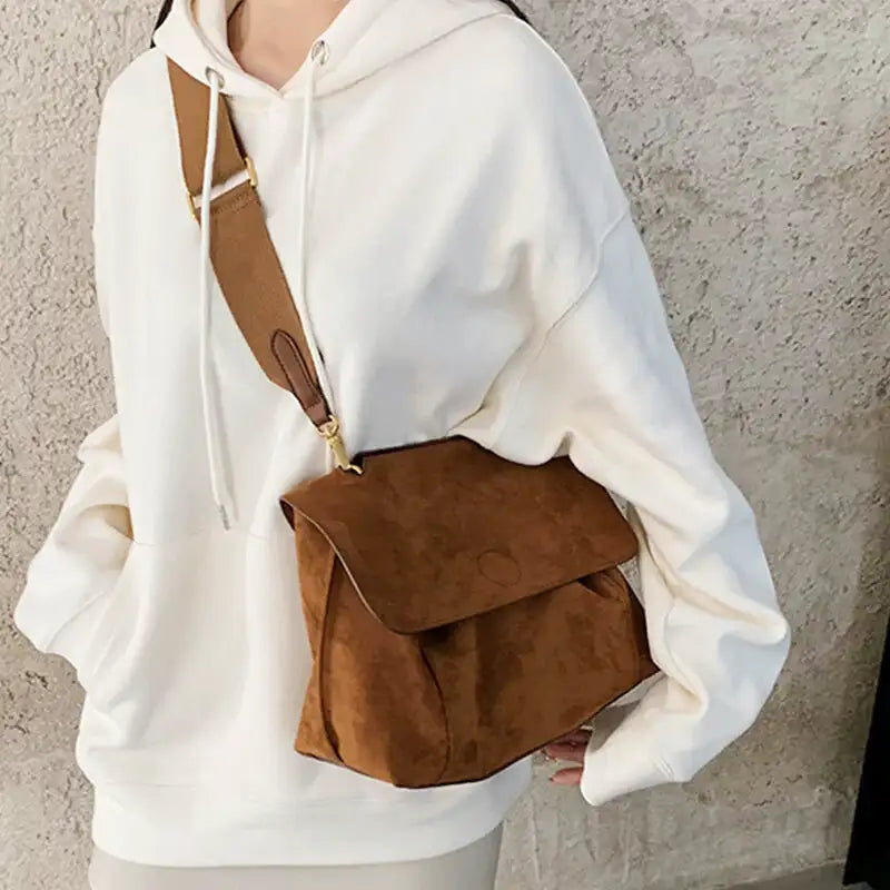 Sac bandoulière en cuir givré rétro avec sangle réglable