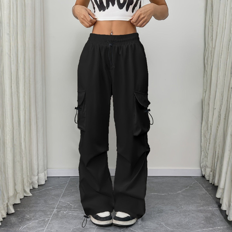 Women’s Wide-Leg Pants with Elastic Drawstring Waist