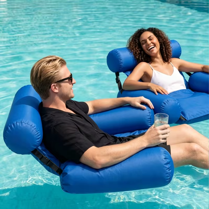 Chaise longue gonflable pour piscine avec sangle de soutien réglable