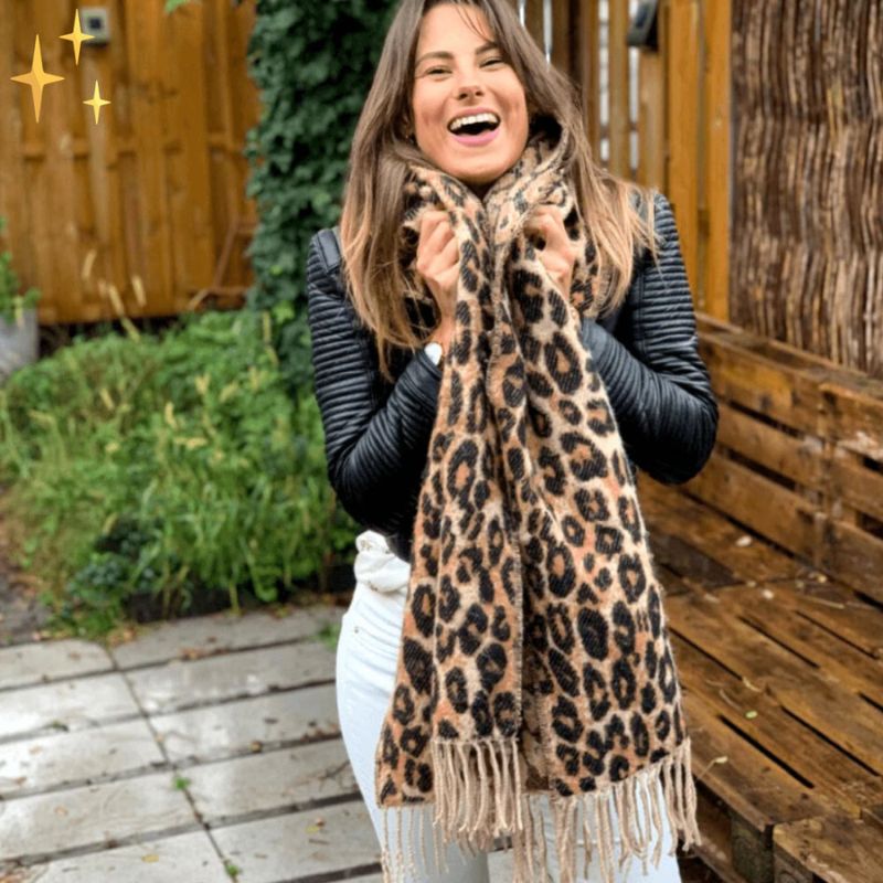 Knitted Leopard Print Scarf