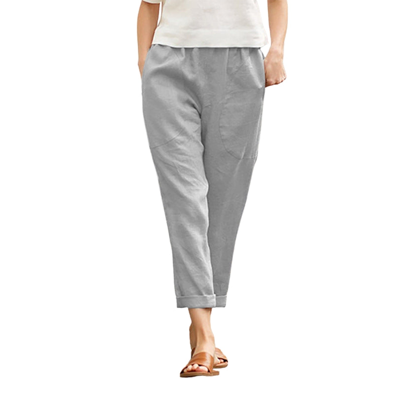 Isabella – Pantaloni Largi cu Croială Relaxată, Picior Drept și Buzunare Laterale