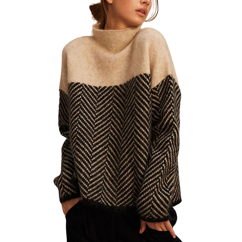 Charlotte – Pull oversize à col montant et manches longues