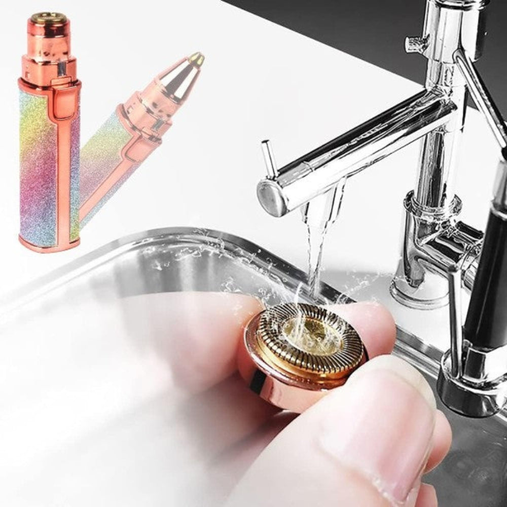 GlowTrim - 2-in-1 gezichtshaarverwijderaar met compacte beautytool voor een gladde huid en nauwkeurige wenkbrauwvormgeving