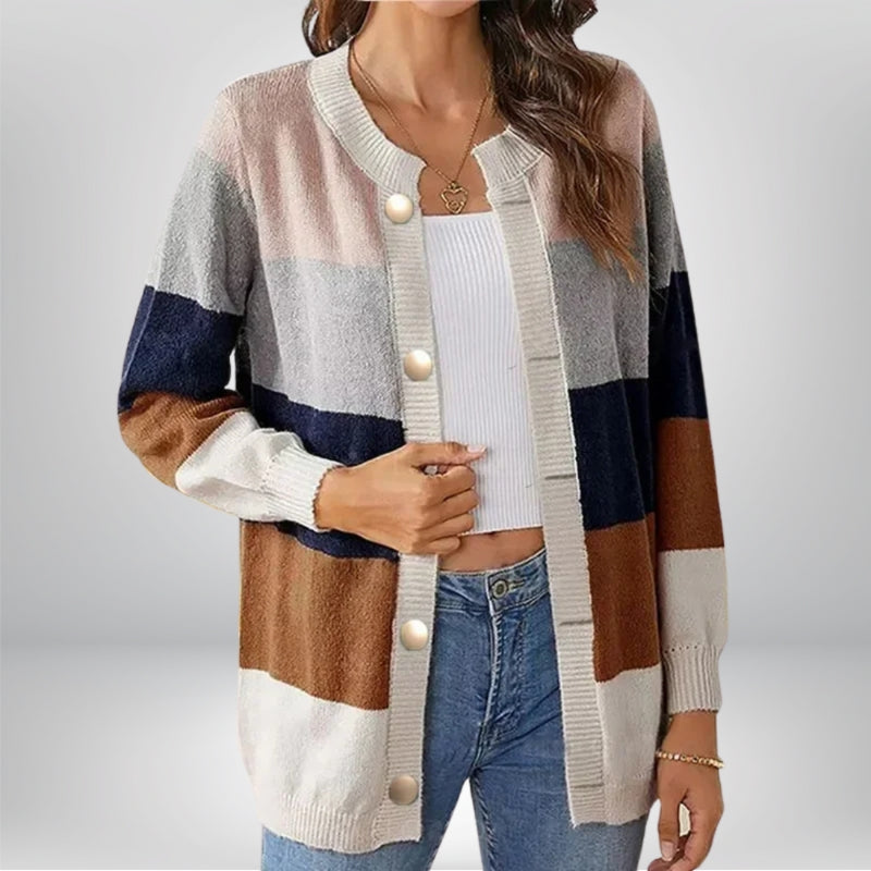 Annabelle – Cardigan a maniche lunghe con chiusura a bottoni e scollo rotondo