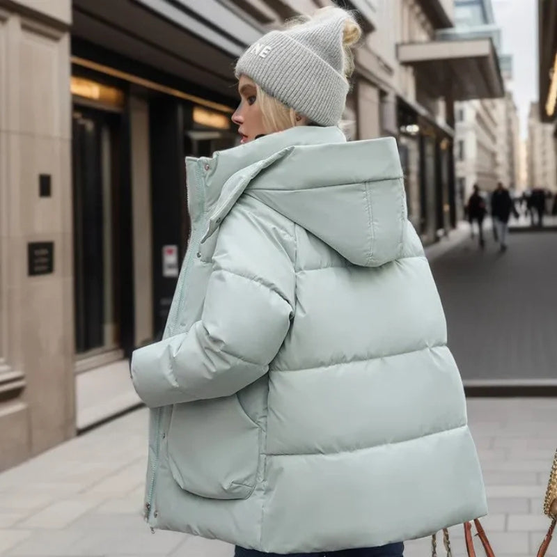 Solene – Long Sleeve Hooded Jacket with Zippered Pockets