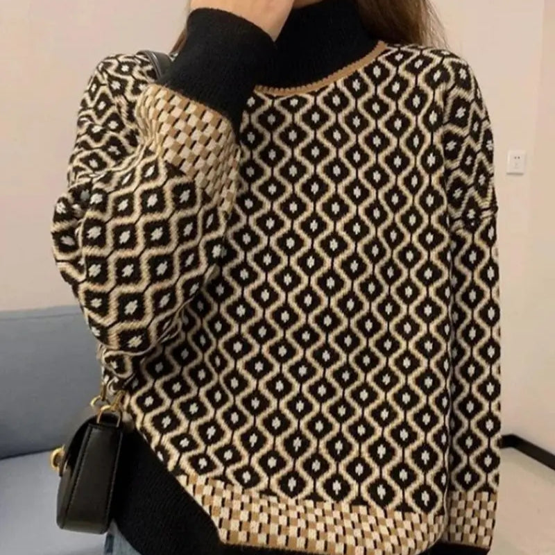 Lina – Maglione a maniche lunghe con collo alto e dettaglio a coste