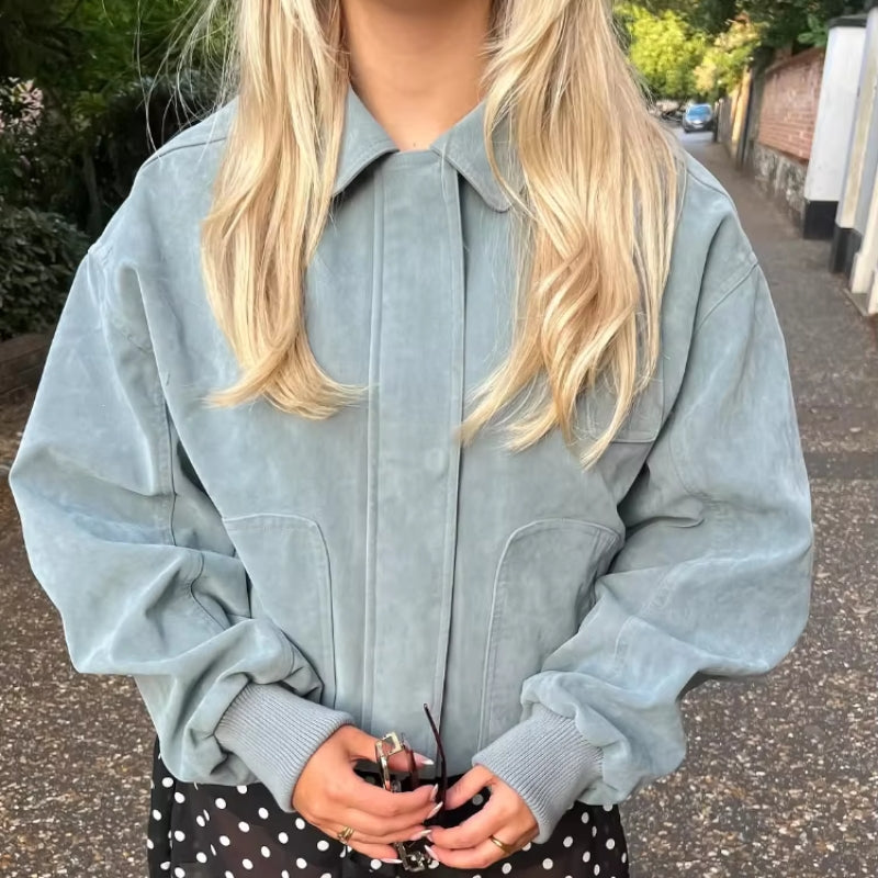 Grace – Long Sleeve Loose Fit Jacket with Pockets and Ribbed Cuff