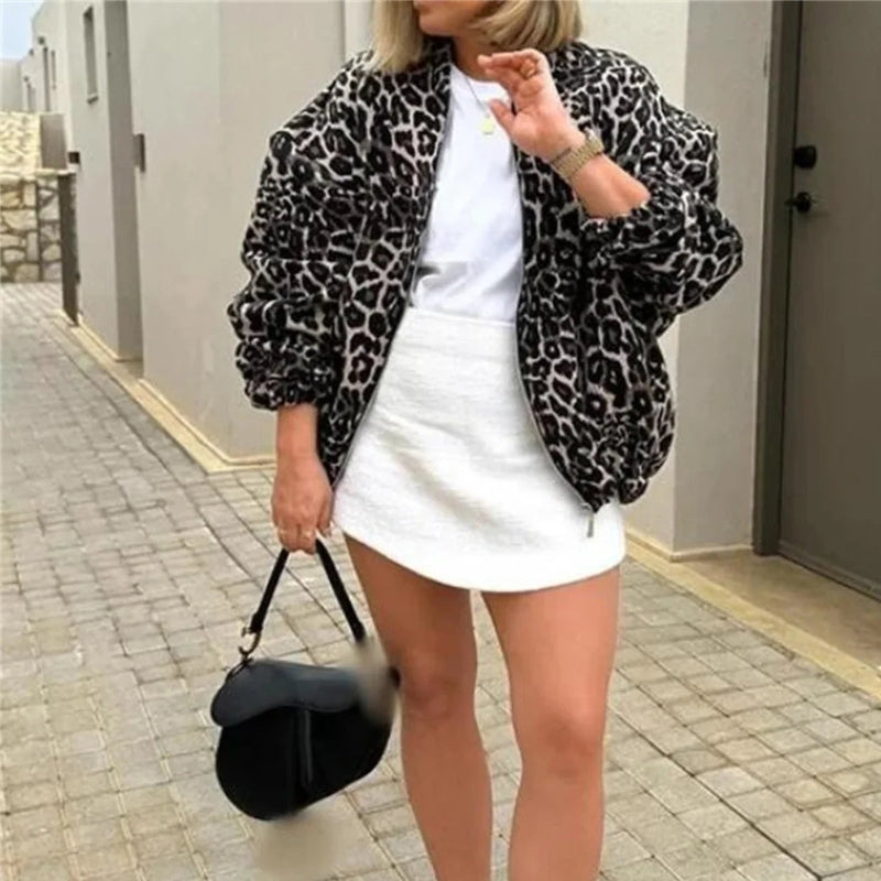Michelle - Veste à manches longues avec fermeture éclair et motif imprimé