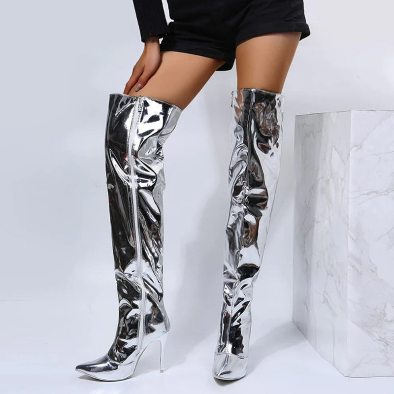 Aveline – Knee-High Heel Boots with Pointed Toe