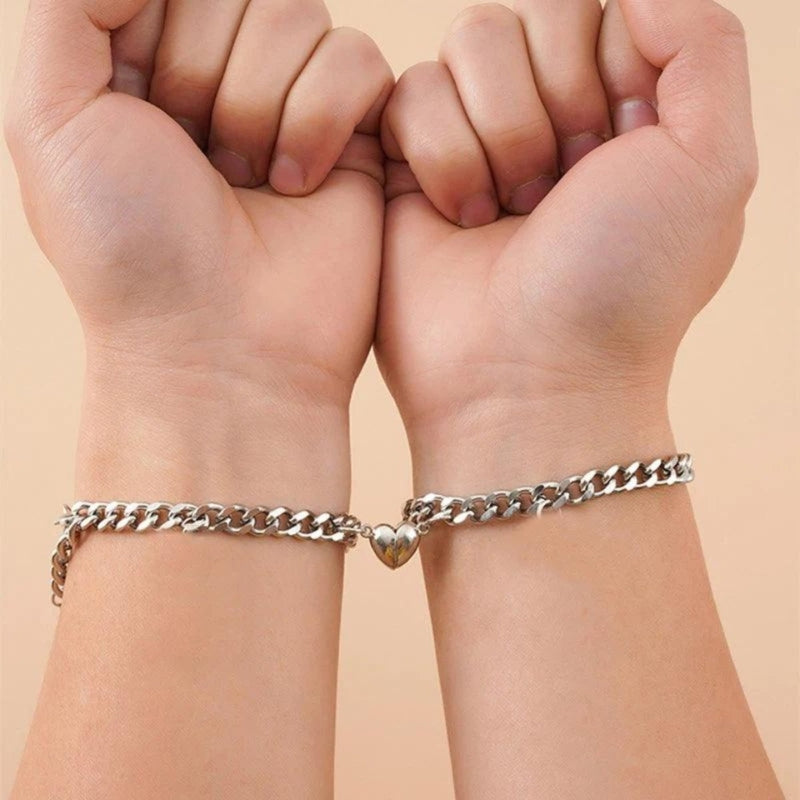 Mila – Classic chain link bracelets with heart accent and adjustable fit