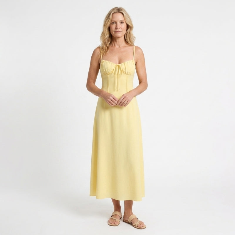 Rochie maxi pentru femei, cu bretele spaghetti și design înfășurat