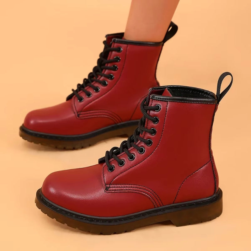 Elara – Round Toe Ankle Boots With Lace Up Closure