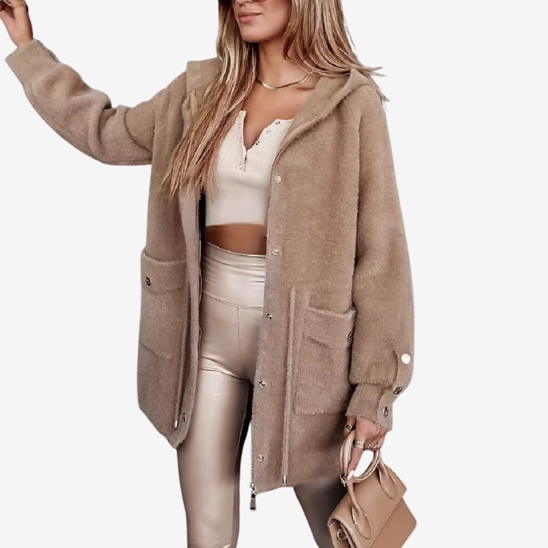 Aaliyah - Long sleeve coat with zip closure