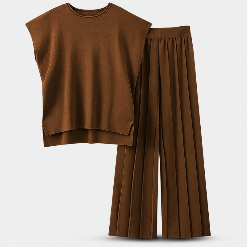 Christina - Ensemble Deux Pièces avec Top Sans Manches et Pantalon Taille Haute