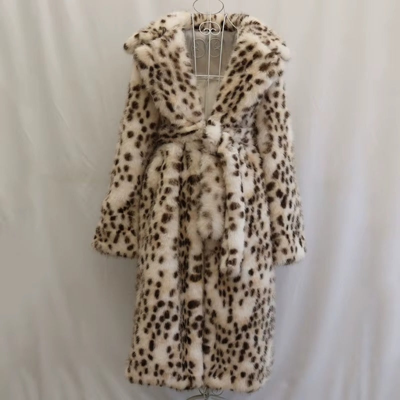 Lina - Long sleeve printed coat with belted waist