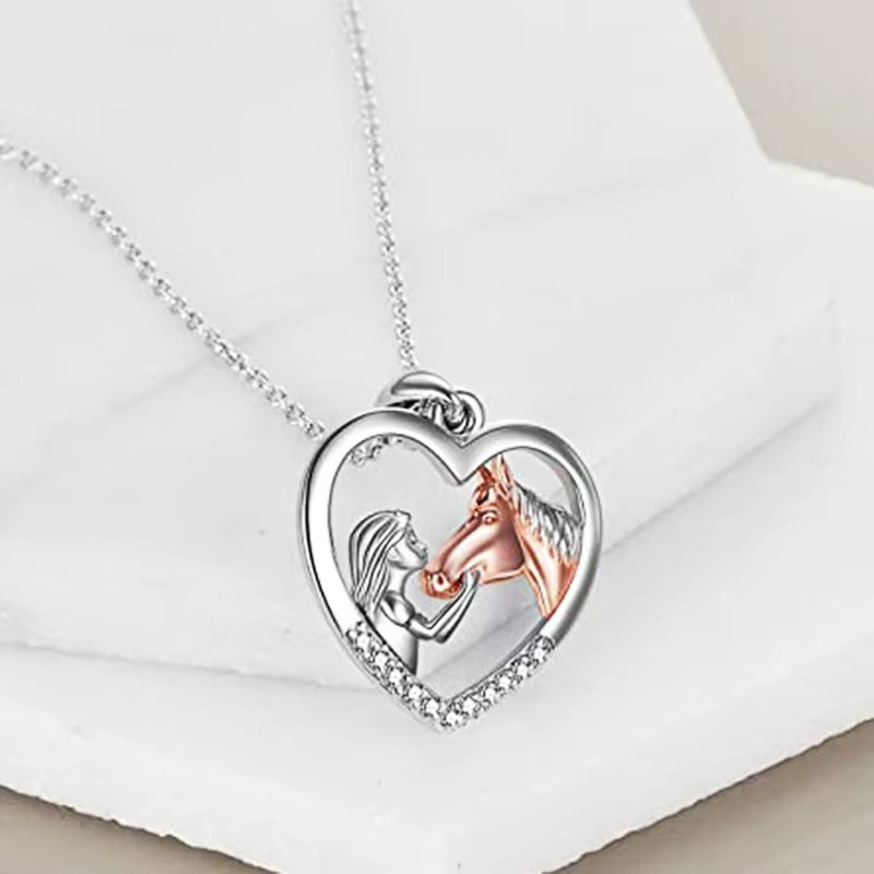 Mother’s Day Gift | Heart Pendant Necklace with Horse's Head