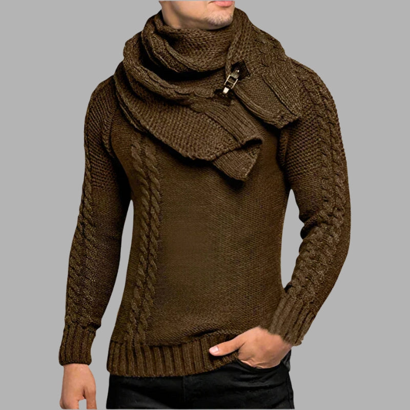 Dogan - Pulover cu guler înalt, mâneci lungi și model cu dungi