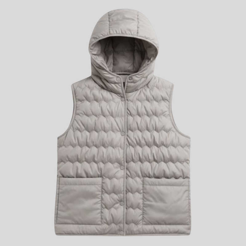 Gilet senza maniche da uomo con cappuccio e chiusura frontale a bottoni
