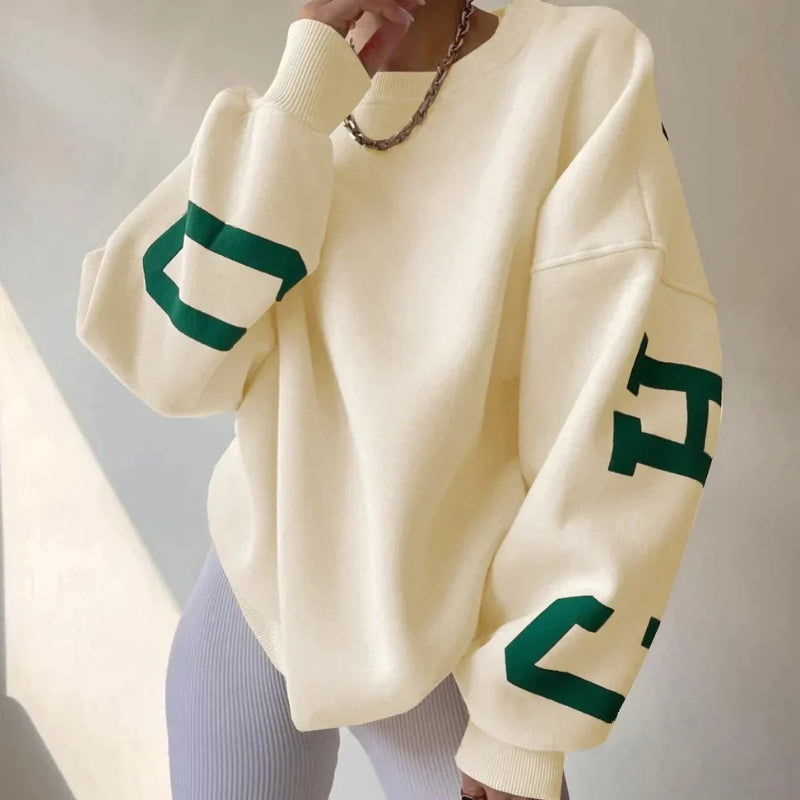 Jade - Long sleeve oversized sweater with round neck