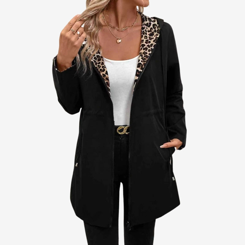 Chloe - Double sided hooded coat with zip closure