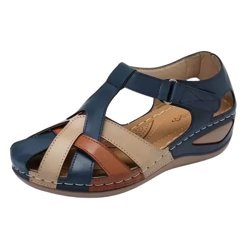 Lena - Sandales compensées à bout rond avec fermeture velcro