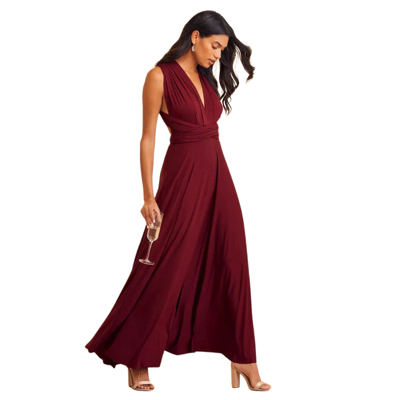 Ariana – Robe maxi portefeuille avec silhouette fluide et fermeture à nouer réglable