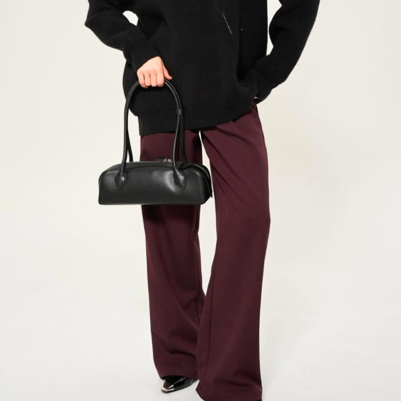 Grace – Slim Handbag with Handle and Double Zipper | Top Handle for Easy Carry | Compact Practical Design | Standard Size | Black