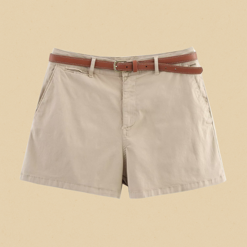 Women's Casual Shorts with Pleated Front