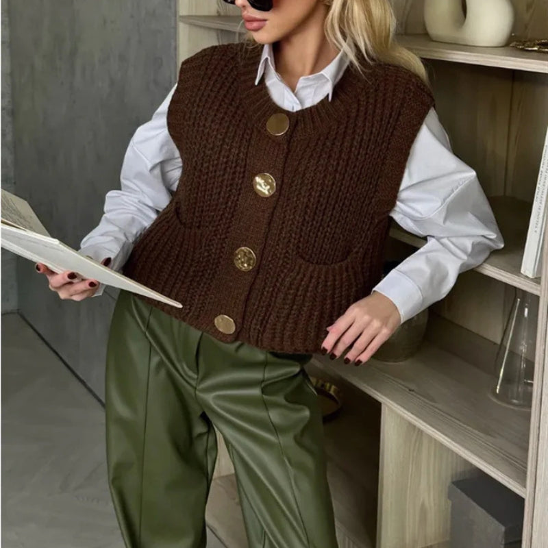 Maelis – Gilet senza maniche con tasche e bottoni