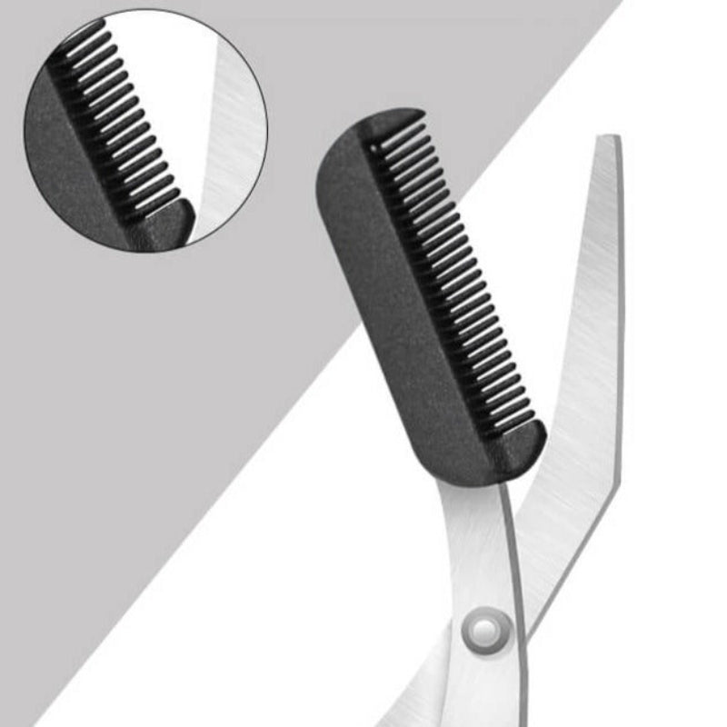 TrimLuxe – Forbicine compatte per sopracciglia con pettine e manici curvi