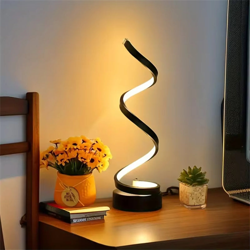 LumaTwist - LED Table Lamp with Spiral Design and Adjustable Lighting Settings