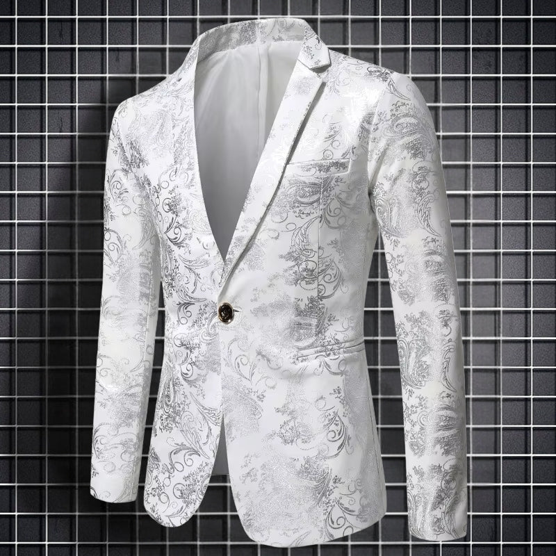 Freddie – Long sleeve printed blazer with lapel collar