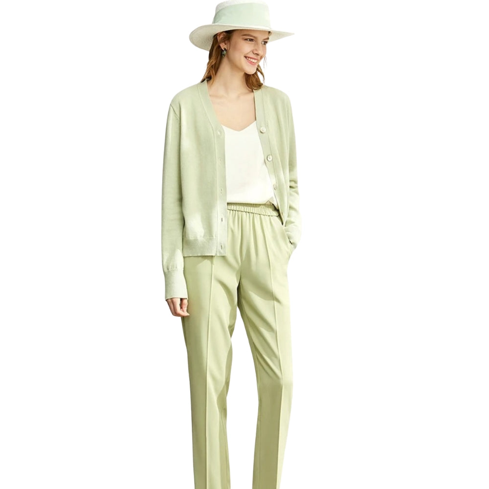 Stephanie - Cardigan con scollo a V, maniche lunghe e chiusura con bottoni