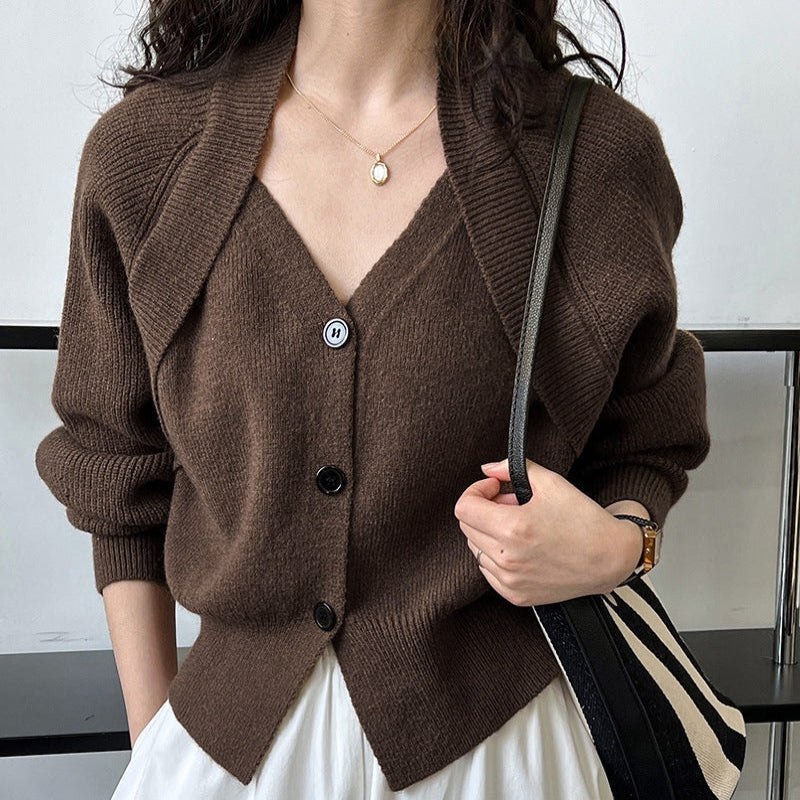 Niamh – Cardigan à manches longues avec motif croisé et boutons