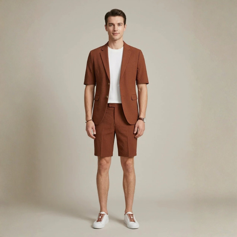 Men's 2-Piece Short Sleeve Blazer and Trouser Set