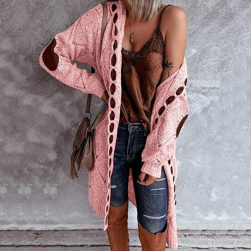 Natalie - Hooded Vest with Long Sleeves and Ribbed Detail