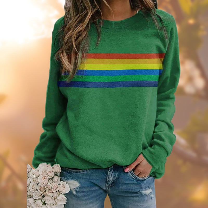 Maisie – Long Sleeve Printed Sweater with Round Neck