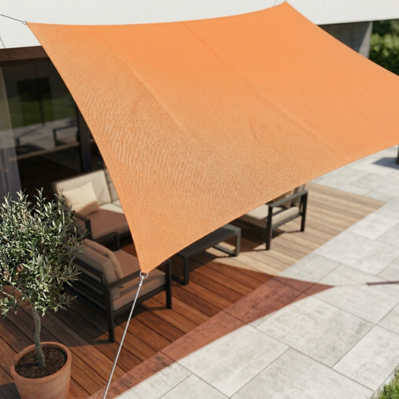 Rectangular Outdoor Sunshade with Rope Attachment