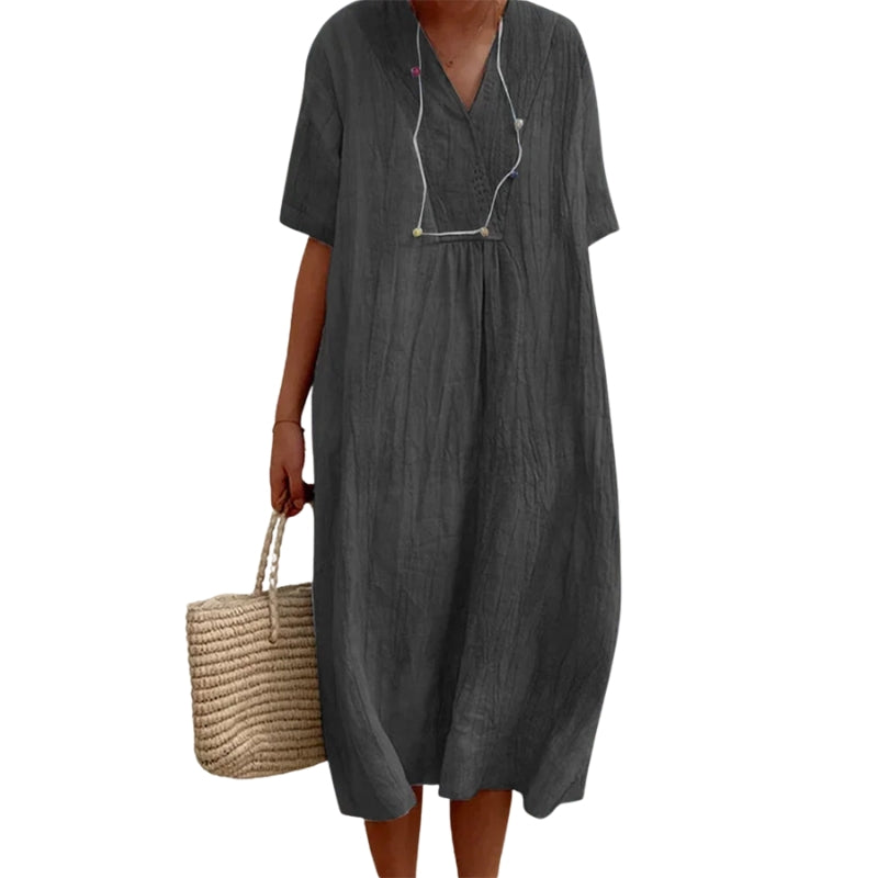 Mia - Robe moderne à manches courtes et col en V