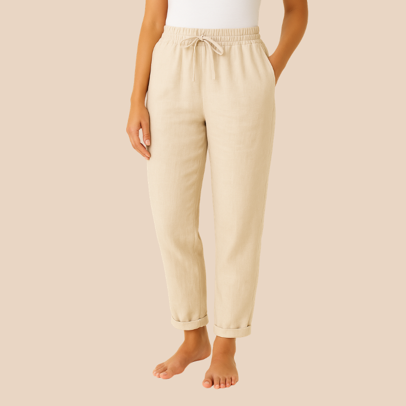 Pantaloni casual da donna a gamba larga con tasche laterali