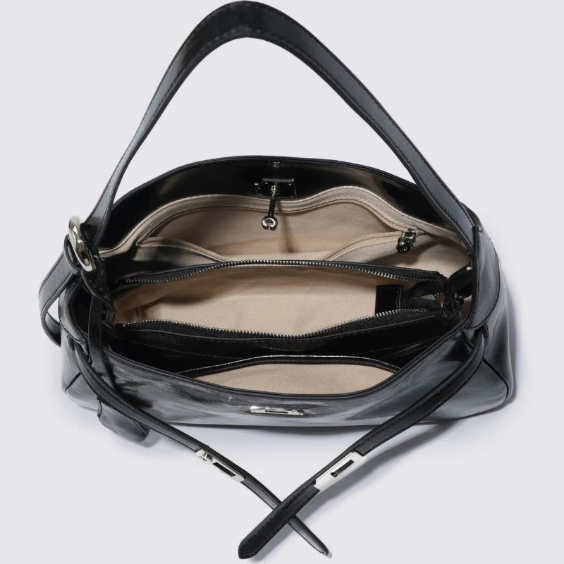 Sac à épaule structuré pour femme avec fermoir et fermeture éclair
