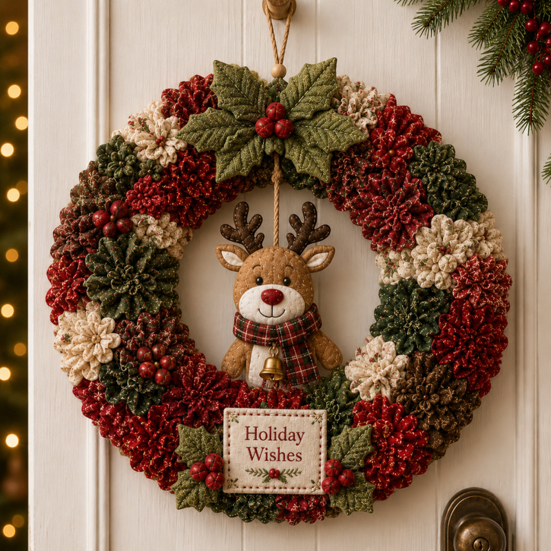 Wreathora – Kit fai da te in tessuto per ghirlanda natalizia 3D