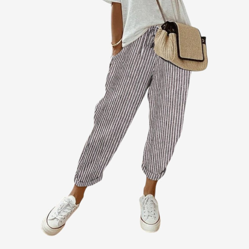 Women’s Striped Pants with Drawstring