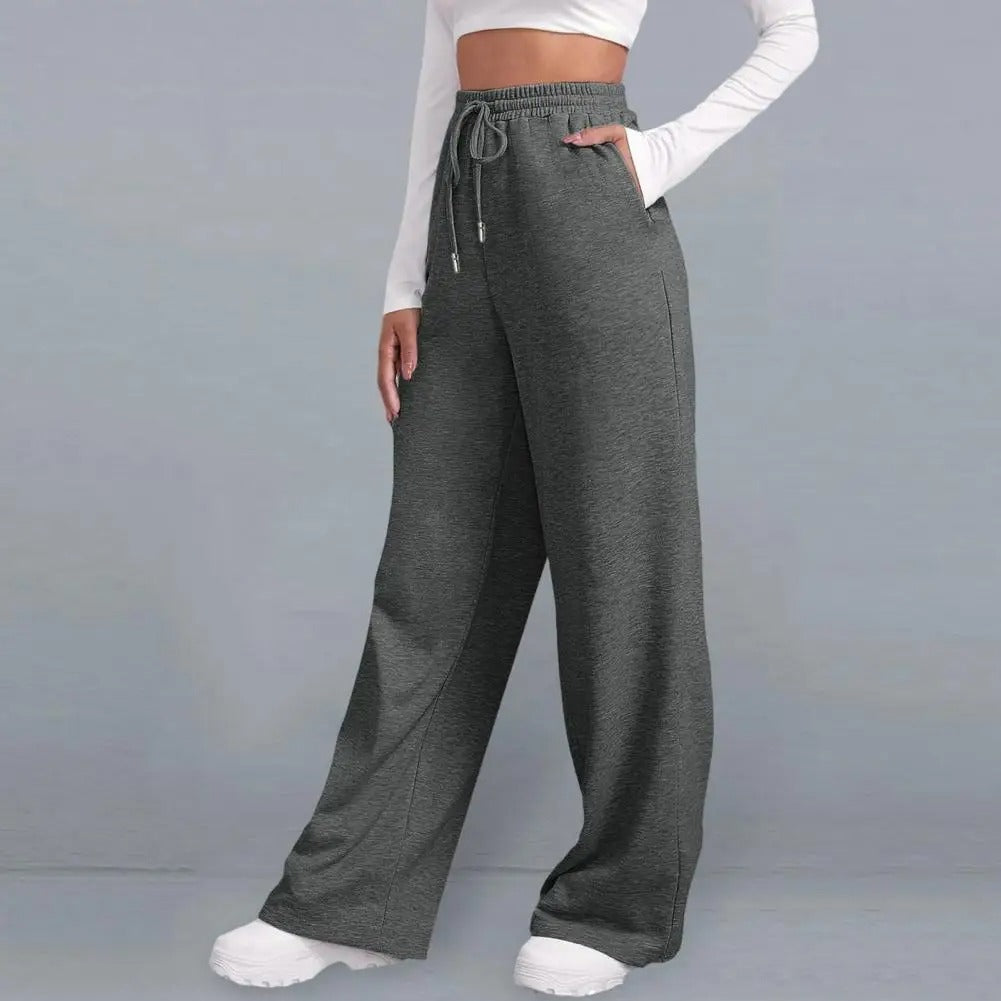 Maria - Pantaloni sport confortabili cu picioare largi, talie elastică și buzunare